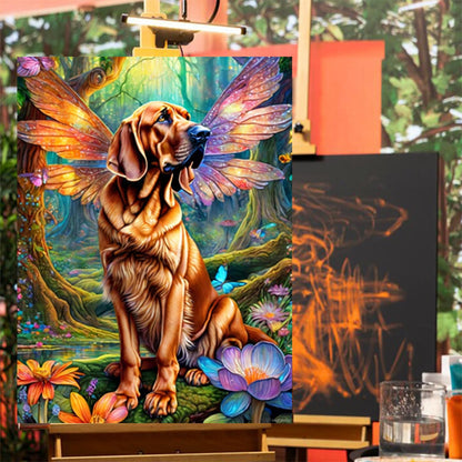 HMDIIMGE Diamond Painting Kits for Adult, DIY 5D Forest Animals Diamond Art Kits, Butterfly Full Drill Round Crystal Bloodhound Diamond Dots Art Crafts for Home Wall Decor 12x16 inch