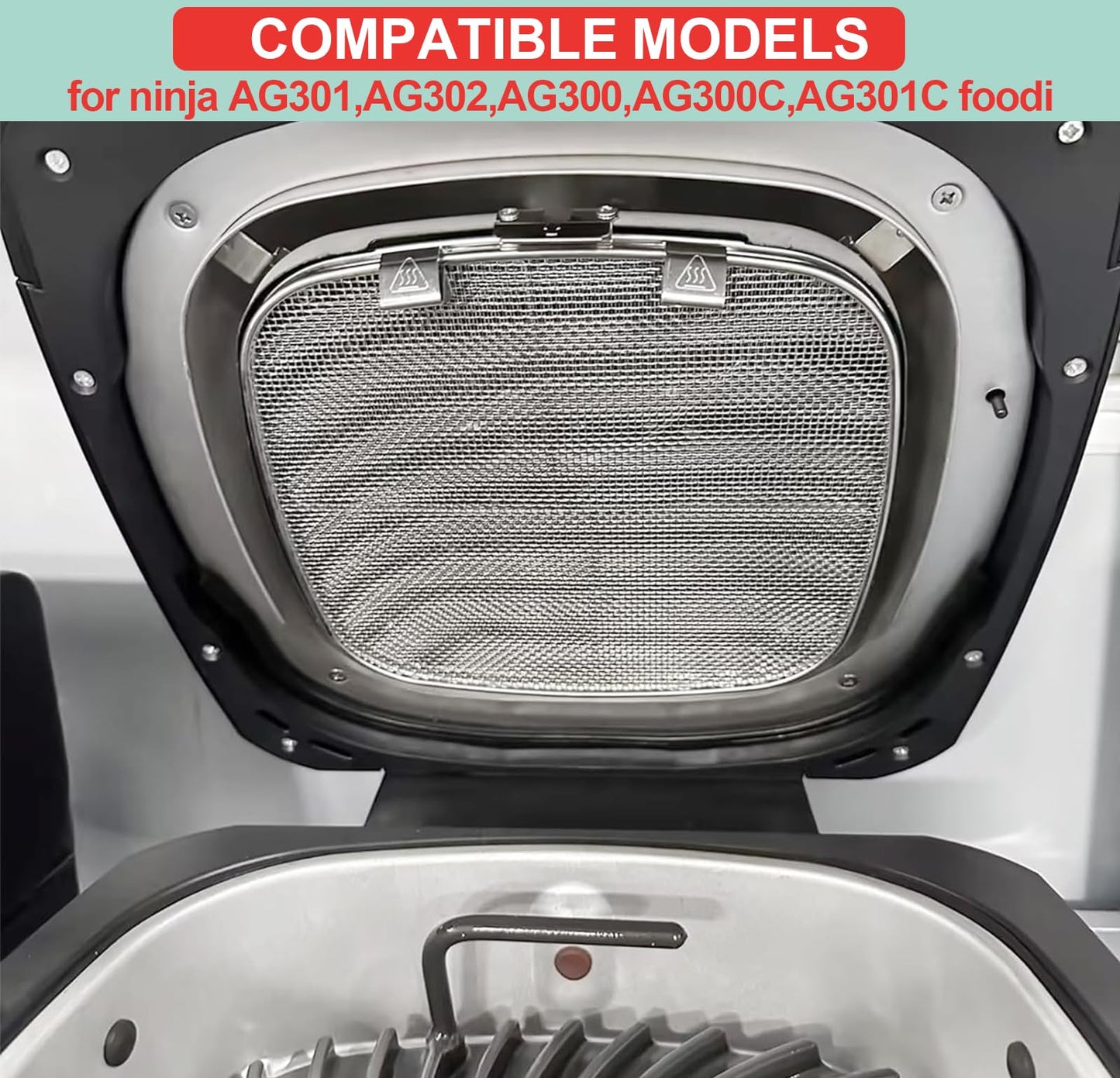 2-Pack Splatter Shield for Ninja AG300 AG301 AG301C AG300C Foodi Air Fryer Accessories, Splash Guard for Ninja 5 in 1 Smart Xl Indoor Grill Mesh Screen, Stainless Steel Splatter Screen