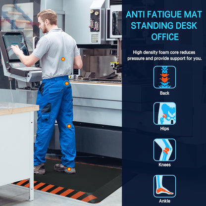 FEATOL Anti Fatigue Mat Industrial, Ergonomic Standing Floor Mat for Work for Stand -Safety Support for Leg & Back Pain(Orange Border, 20" x 32", 1PC)