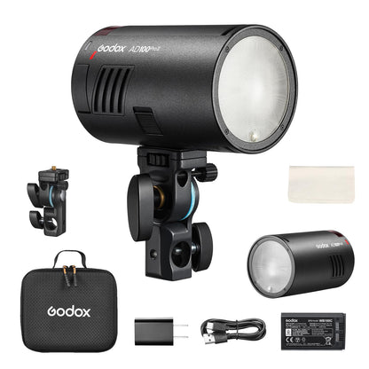 Godox AD100 Pro II AD100Pro II Pocket Outdoor Flash Strobe, 100Ws 2.4G TTL 1/8000s HSS Monolight, 0.01-1.5s Recycle, 490 Full Power Flashes, LED Modeling Lamp, GODOX AD 100 Pro II with Color Indicator