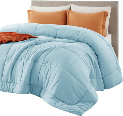 Bedsure Comforter Duvet Insert - All-Season Quilted Down Alternative Bedding, Light Spa Blue, Full Size 86 x 82 Inches
