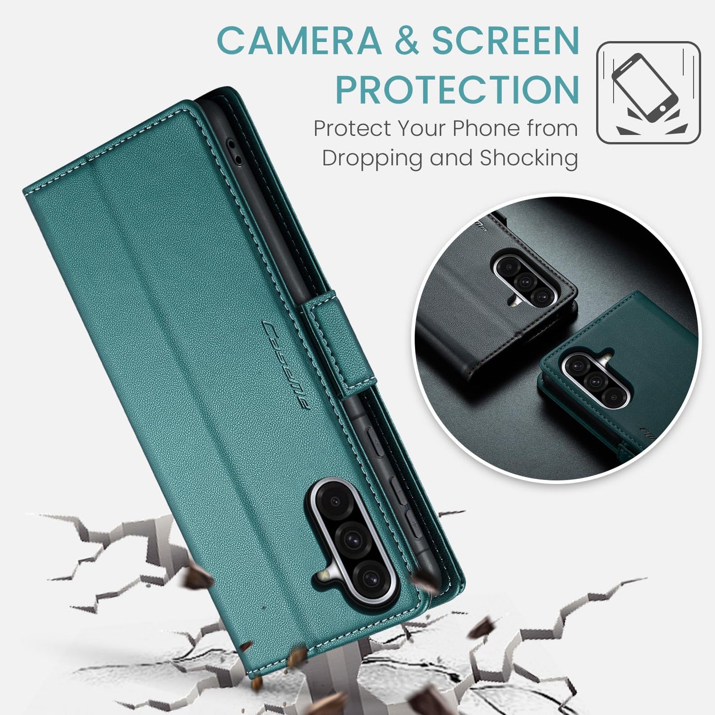 Phernykas Cover for Samsung Galaxy A56 Wallet Case with Card Holder, Kickstand RFID Blocking Magnetic Closure Shockproof Protective PU Leather Case for Samsung A56 Flip Wallet - Green