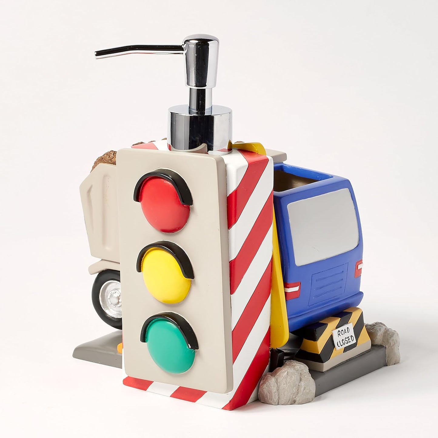 Set 3-Piece Countertop 1 1 1 dream FACTORY Trains and Trucks Kids Bathroom Accessories - Organizer Dcor for Bath