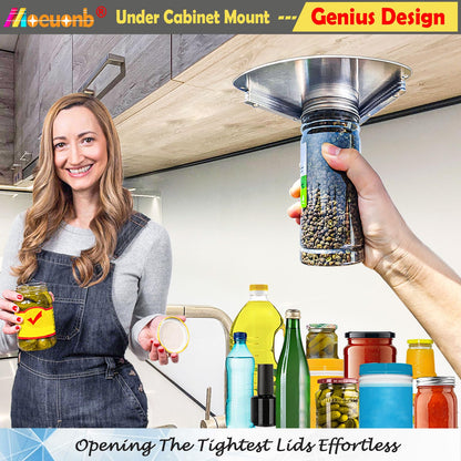 latest Under Cabinet Jar Opener for Seniors, Stainless Steel Jar Opener for Weak Hands, Jar Lid & Bottle Cap Opener Tool, Under Counter Can Opener, One Handed Jar opener