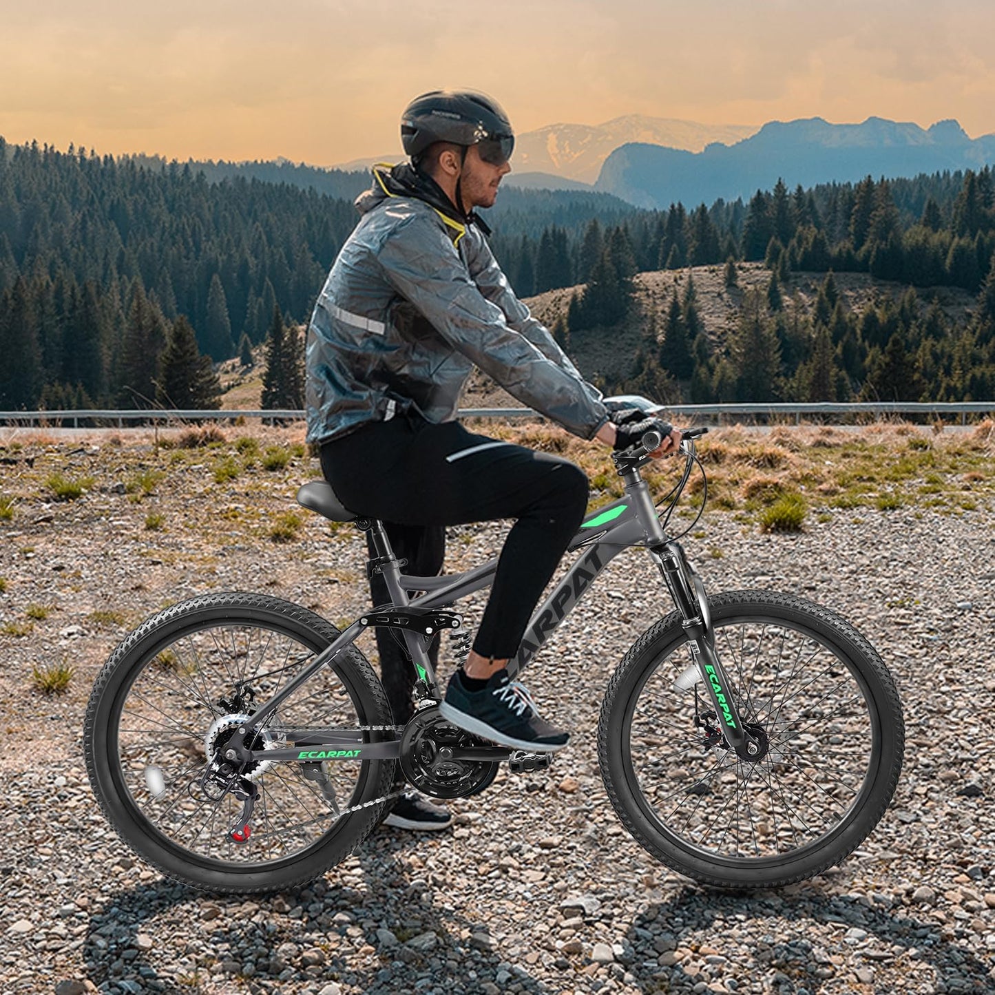 KIAPALNO 27.5 Inch Mountain Bike, Dual Full Suspension 21 Speed Womens Mens Mountain Bikes, Commuter Bike with Carbon Steel Frame and Dual Disc Brakes