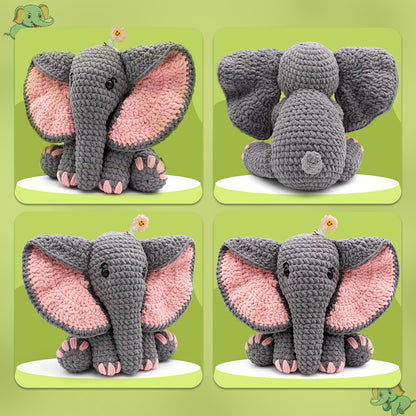 CODGP Crochet Kit for Beginners,13in Crochet Animal Kit Elephant,Crochet Starter Kit Gift for Adults with Yarn Sets,Amigurumi Crochet Kit with Step-by-Step Video Tutorials