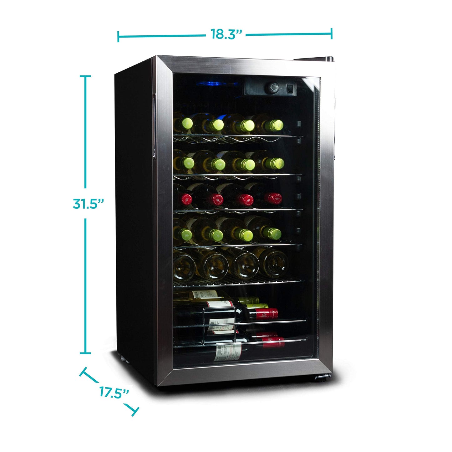 BLACK+DECKER 26 Bottle Wine Fridge with Interior Light and Mechanical Temperature Control, Compressor Cooling Wine Cooler Refrigerator with 4 Wine Racks and 1 Flat Shelf, Wine Bottle Chiller
