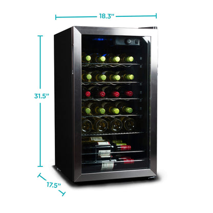 BLACK+DECKER 26 Bottle Wine Fridge with Interior Light and Mechanical Temperature Control, Compressor Cooling Wine Cooler Refrigerator with 4 Wine Racks and 1 Flat Shelf, Wine Bottle Chiller