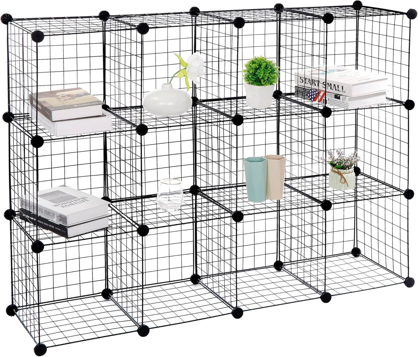 12 Closet SUPER DEAL Metal Wire Cube Storage Organizer, Cubes DIY Modular Cabinet Bookcase Bookshelf Shoe Rack