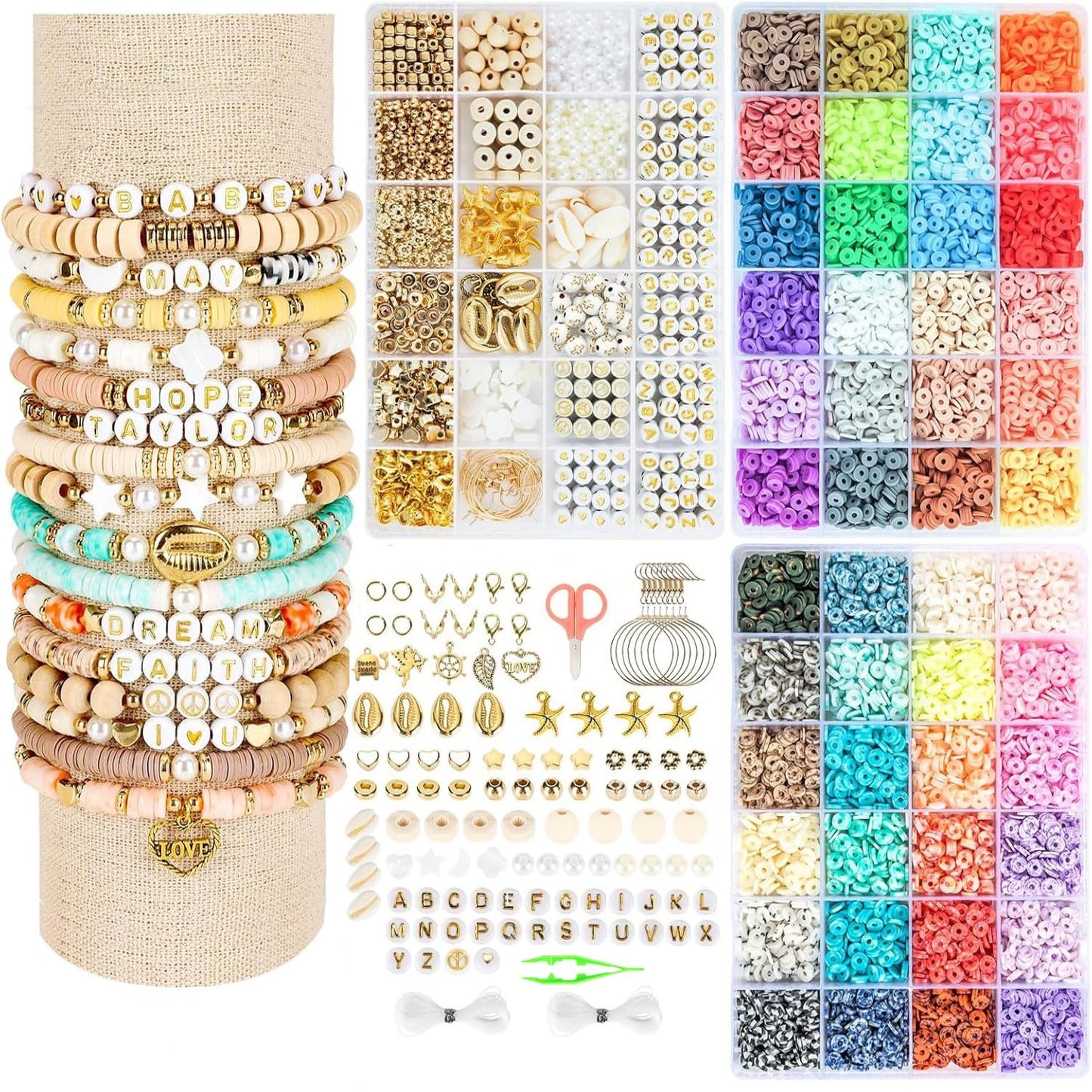 Z ZACHÉ Clay Beads Bracelet Making Kit for Women DIY Friendship Jewelry Kit with Letter Beads Charms Arts Crafts Kit Gift for Women