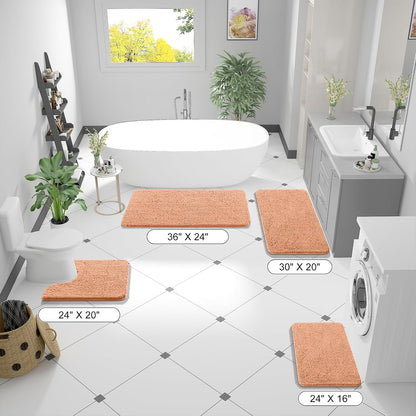 OLANLY Bathroom Rugs - Extra Soft Absorbent Chenille Mats | 36x24, Quick Dry, Machine Washable, Peach
