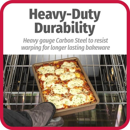 GoodCook BestBake Nonstick Bronze 9" x 13" Baking Pan - Durable Carbon Steel, Scratch-Resistant Design for Easy Cleanup