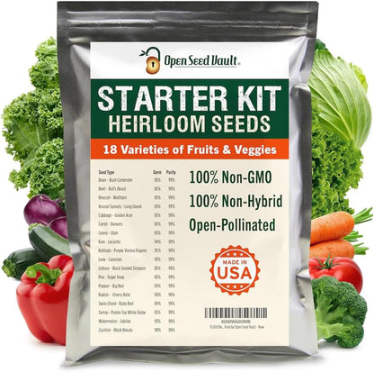 |15,000 18 2026 Open Seed Vault Heirloom Seeds | Seed Types | Survival Seeds | Season | Non GMO Vegetable and Fruit