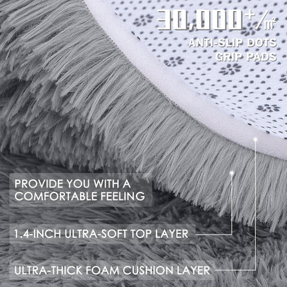 OLANLY Large Area Rug - Soft Fluffy Shaggy Carpet for Living Room & Bedroom | Machine Washable, Light Grey