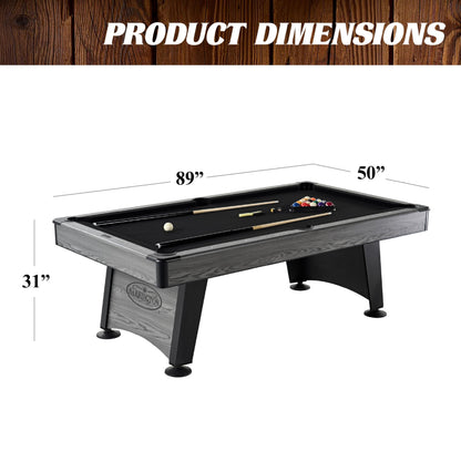 Barrington Billiards Blackstone 7.5 Ft Pool Table with Black Velvet Cloth, Cue Rack, Balls, Cue Sticks for Family Game Room