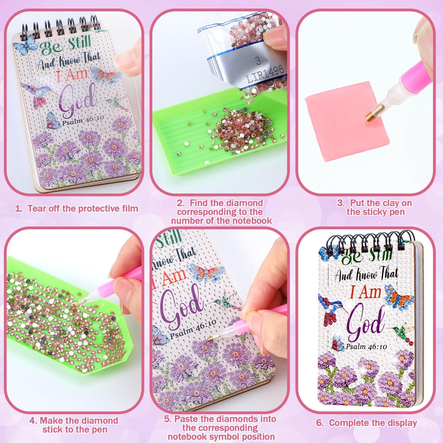 Fuyoooo 12 Pcs Bible Verse Diamond Art Notebook Kits for Adults DIY Christian Religious Diamond Painting Notebook with Tool Bible Cover Notepad 5d Journal Accessory Crafts Mothers Day Gifts
