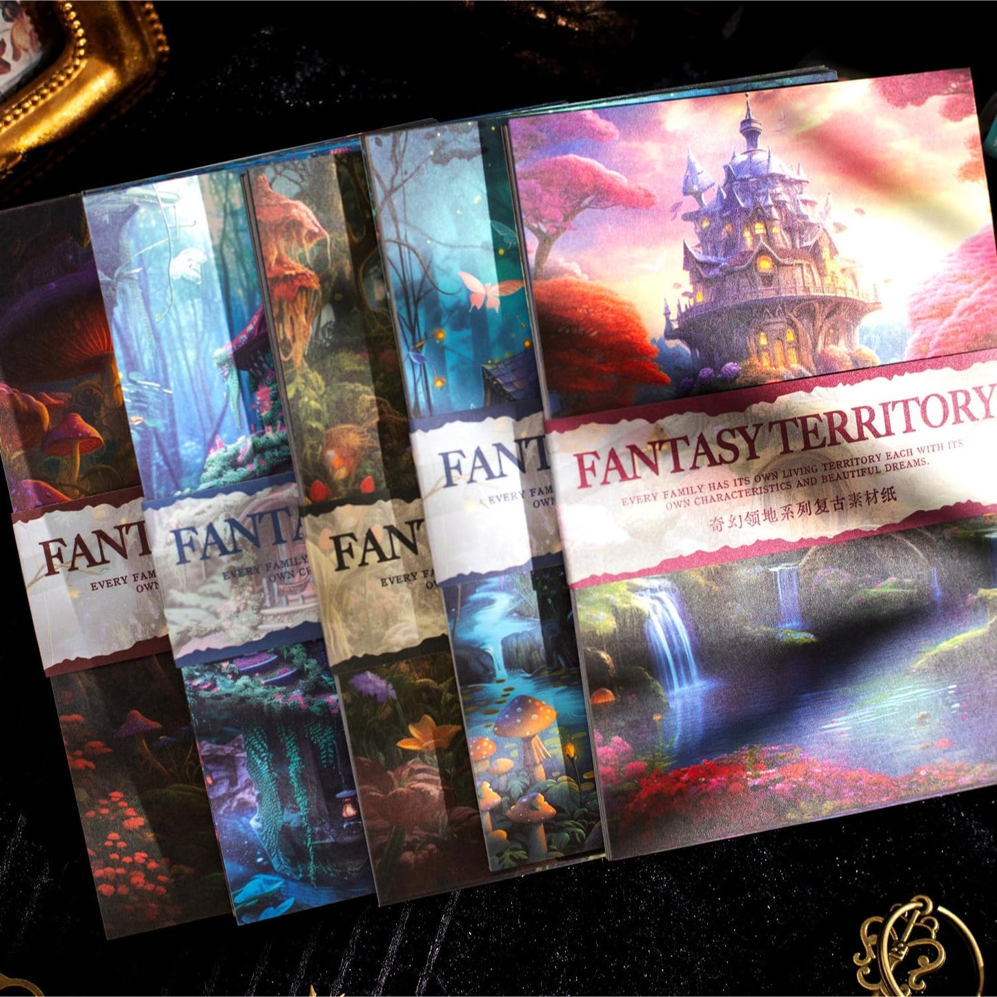 AuriicLeaf Fantasy Territory Scrapbook Paper Set, 150 PCS Mystical Ephemera Pack for Junk Journaling, Scrapbooking, Crafting, DIY Projects, Diaries, and Art Supplies