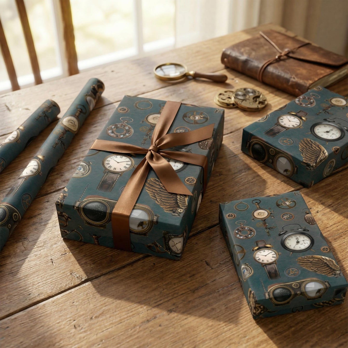 Joviwrap Watch Wrapping Paper Roll, Mechanical, Gears Vintage Clock Print Gift Wrap Steampunk Vintage Gift Wrapping Paper for Party, DIY Craft Projects, 17 Inches x 16.4 Feet