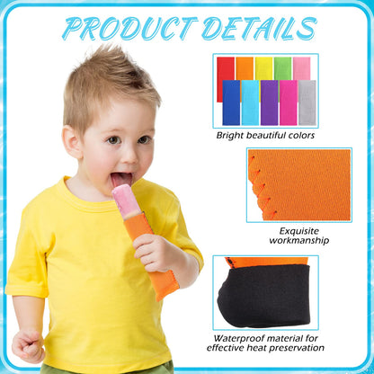 Yinder 60 Pack Reusable Ice Stick Sleeves Holders Freezer Pop Bags Neoprene Insulator Sleeve Anti freezing Protective Cover for Ice Stick Molds Kids Party Drink, Can DIY Iron on Name, 10 Colors