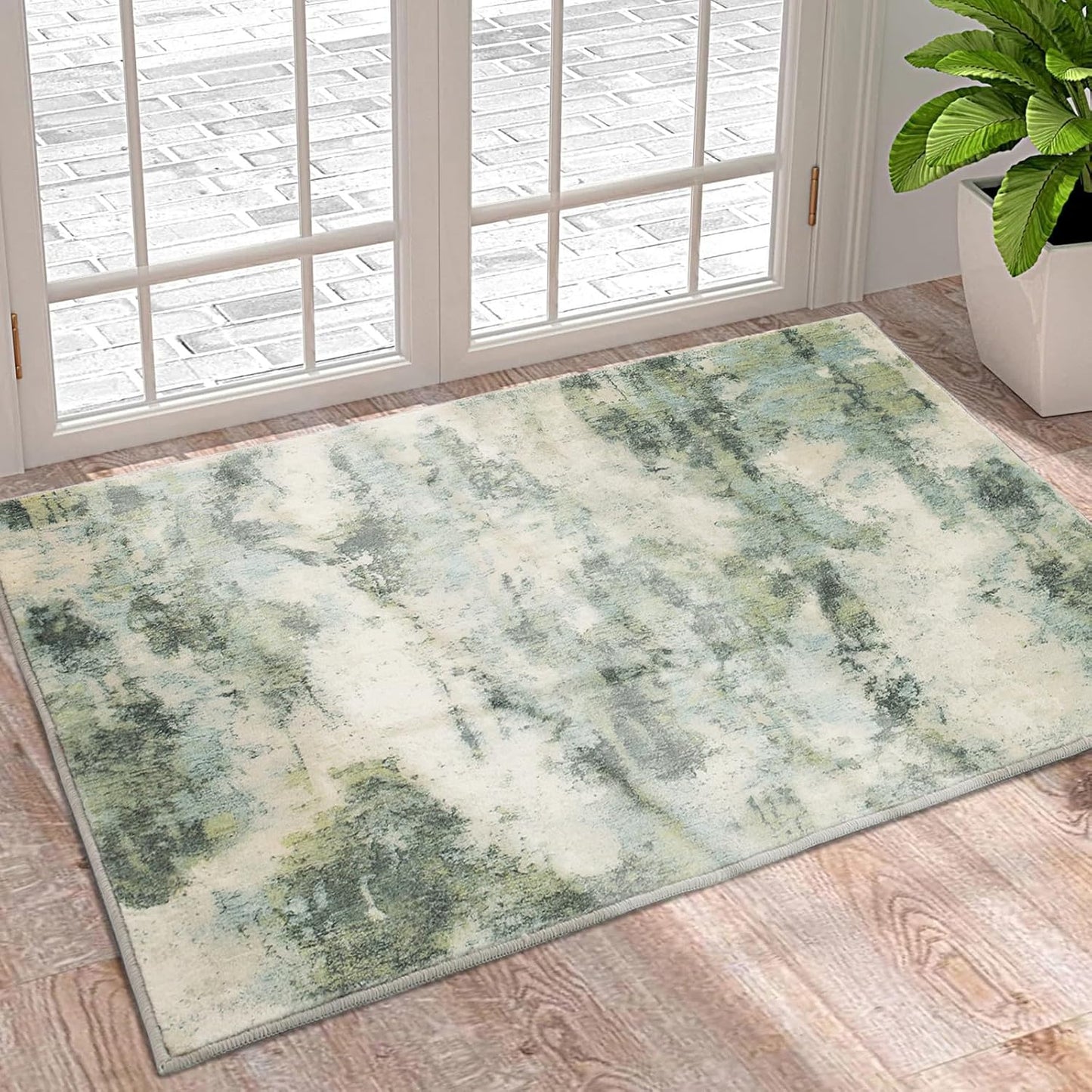 UMINEUX 2'x3' Entryway Rug, Small Modern Low Pile Doormat with Anti-Slip Backing for Home Decor