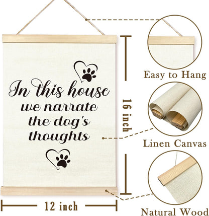 TAEDIN Dog Wall Art Poster Frame, 12X16 Dog Signs Print, In This House We Narrate the Dog's Thoughts