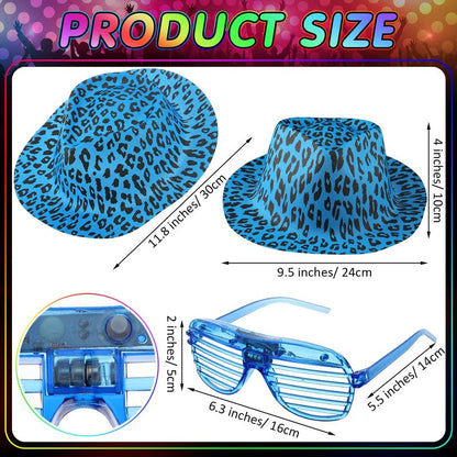 60 Set Party Hats Glasses Including 30 Neon Animal Print Plastic Hats and 30 Flashing LED Light up Glasses for Adult Birthday Bachelorette Party Props