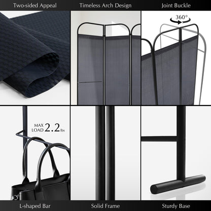 DECOLAB 4 Panel Room Divider Partition, Portable Folding Privacy Wall Panel, Home, Office, Studio, Bedroom, Light & Air Flow, 68" x 71", Knight