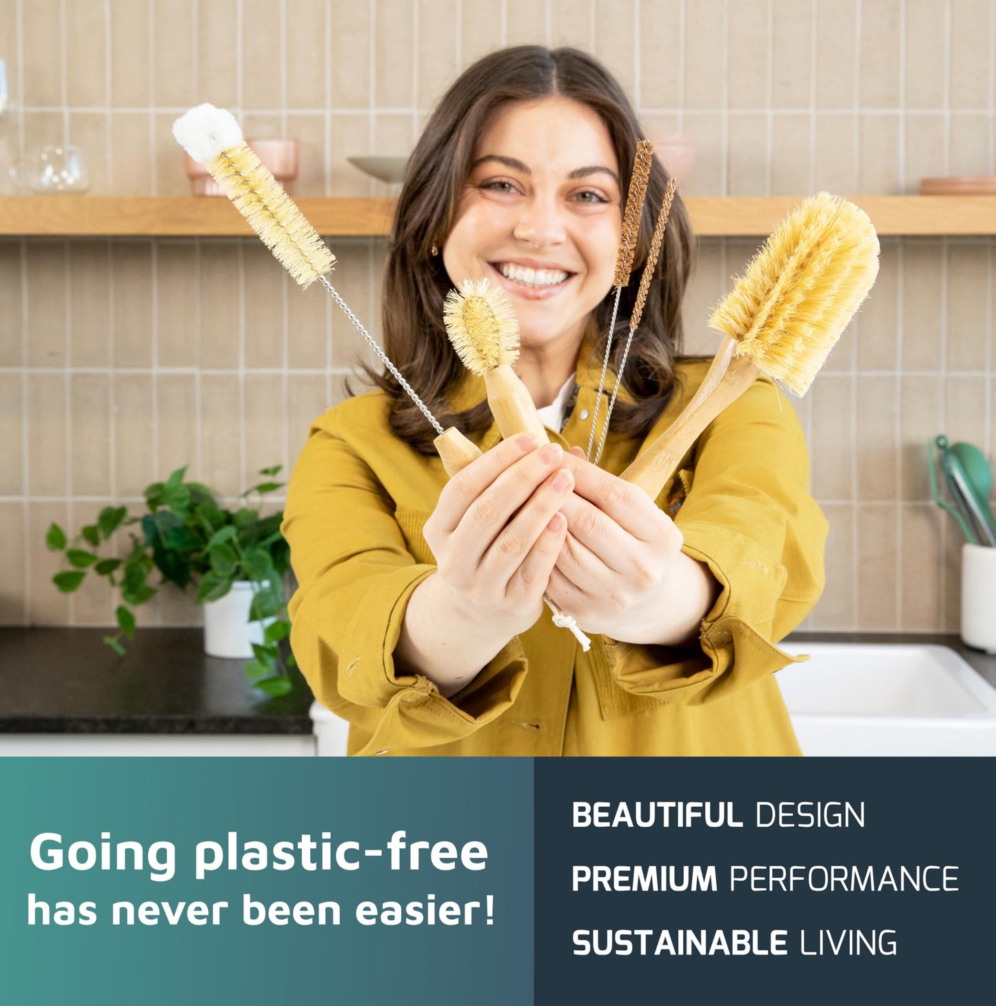 Bottle Brush Set - Ergonomic & Plastic Free Bamboo Bottle Brush, All in One Bottle And Straw Brush Cleaning Set, Sturdy Eco Friendly Water Bottle Cleaner Brush Set, Great Baby Bottle Cleaner Brush Set