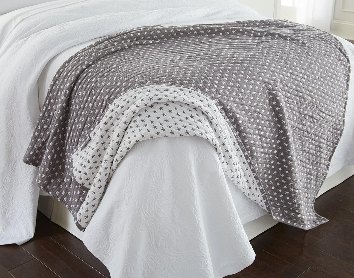 Sterling Creek Dawson Star Muslin Blanket Twin Three Layers Lightweight Breathable Cotton Gauzy Blanket for Adults, All