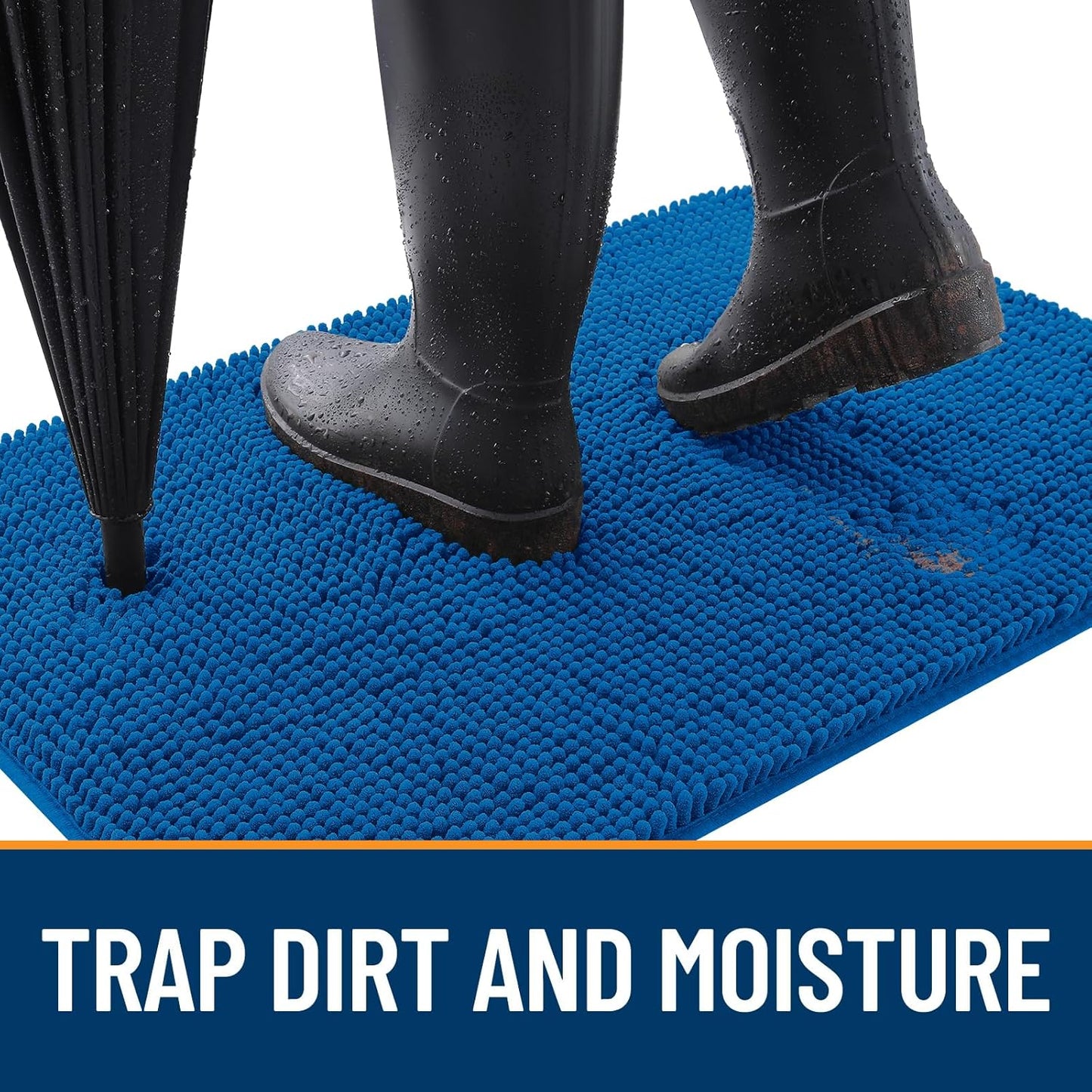 OLANLY Dog Door Mat - Absorbent Non-Slip Washable Doormat for Muddy Paws | 30x17 Deep Navy Blue