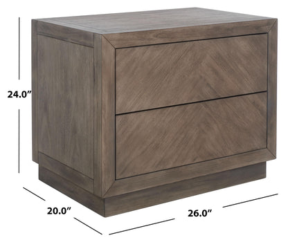 SAFAVIEH Couture Home Collection Steve Light Brown 2-Drawer Wood Nightstand Table (Fully Assembled)