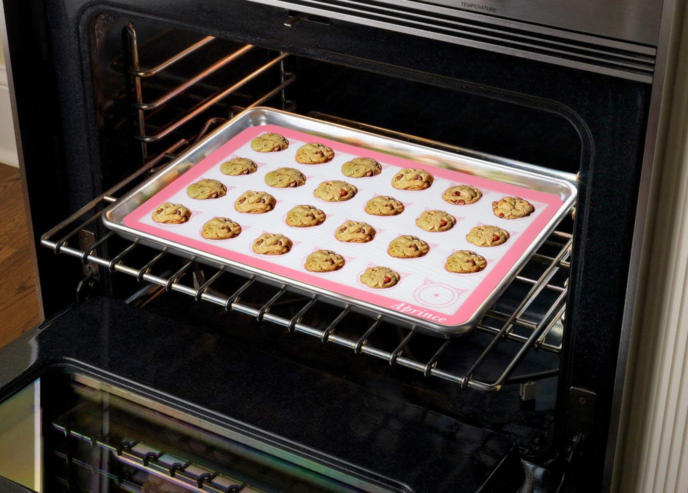Aprince 2 Pack of Silicone Baking Mats Silicone Pastry Mat,Non-stick Baking Mat Pink 16.5x11.8x0.09 inch Silicone Mat Silicon Baking Mat Set Baking Mats Silicon Mats for Baking mats non stick silicone