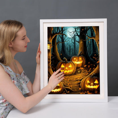 Huacan Diamond Painting Kits DIY Halloween Pumpkin Diamond Art Kits for Adults AB Full Square Drill Resin Beads Gem Art Kits for Home Wall Decor 11.81 * 15.74inch