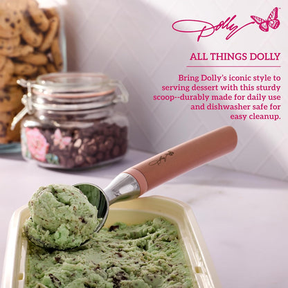 13.9 2.68 1.97 Inch Dolly Parton Ice Cream Scoop, Blush Stainless Steel Head with Ergonomic Weighted Handle, Dishwasher