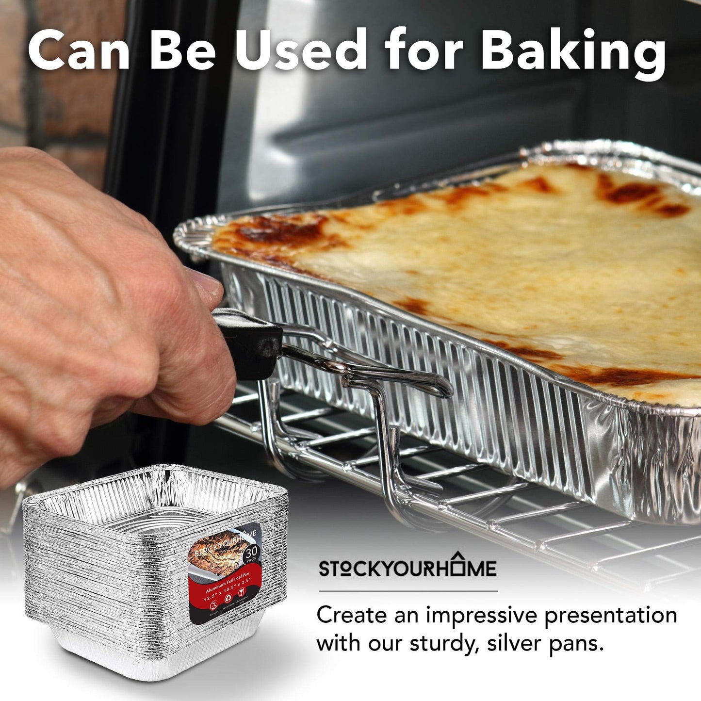 Stock Your Home Aluminum Pans 9x13 Disposable Foil Pans (30 Pack) - Half Size Steam Table Deep Trays - Tin Foil Pans Great for Cooking, Heating, Storing, Prepping Food