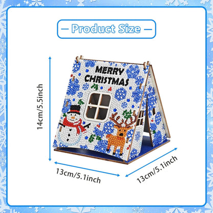 Party Ready 3D Diamond Painting Tent Craft Kit with LED Lights – Full Drill Crystal Mosaic Wood Puzzle, DIY Holiday Decorative Art for Home Display (Christmas Tent)
