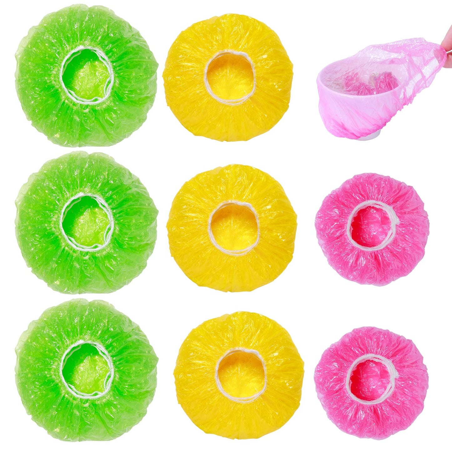 Mwellewm Plastic Bowl Covers Elastic Reusable Food Storage Stretch Saran Wrap Shower Caps Fresh Keeping Bags Bowl Covers for Bread Proofing Alternative to Foil for Family Outdoor Picnic 3 Size(120)