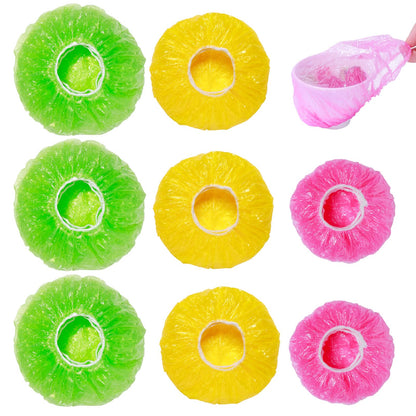 Mwellewm Plastic Bowl Covers Elastic Reusable Food Storage Stretch Saran Wrap Shower Caps Fresh Keeping Bags Bowl Covers for Bread Proofing Alternative to Foil for Family Outdoor Picnic 3 Size(120)