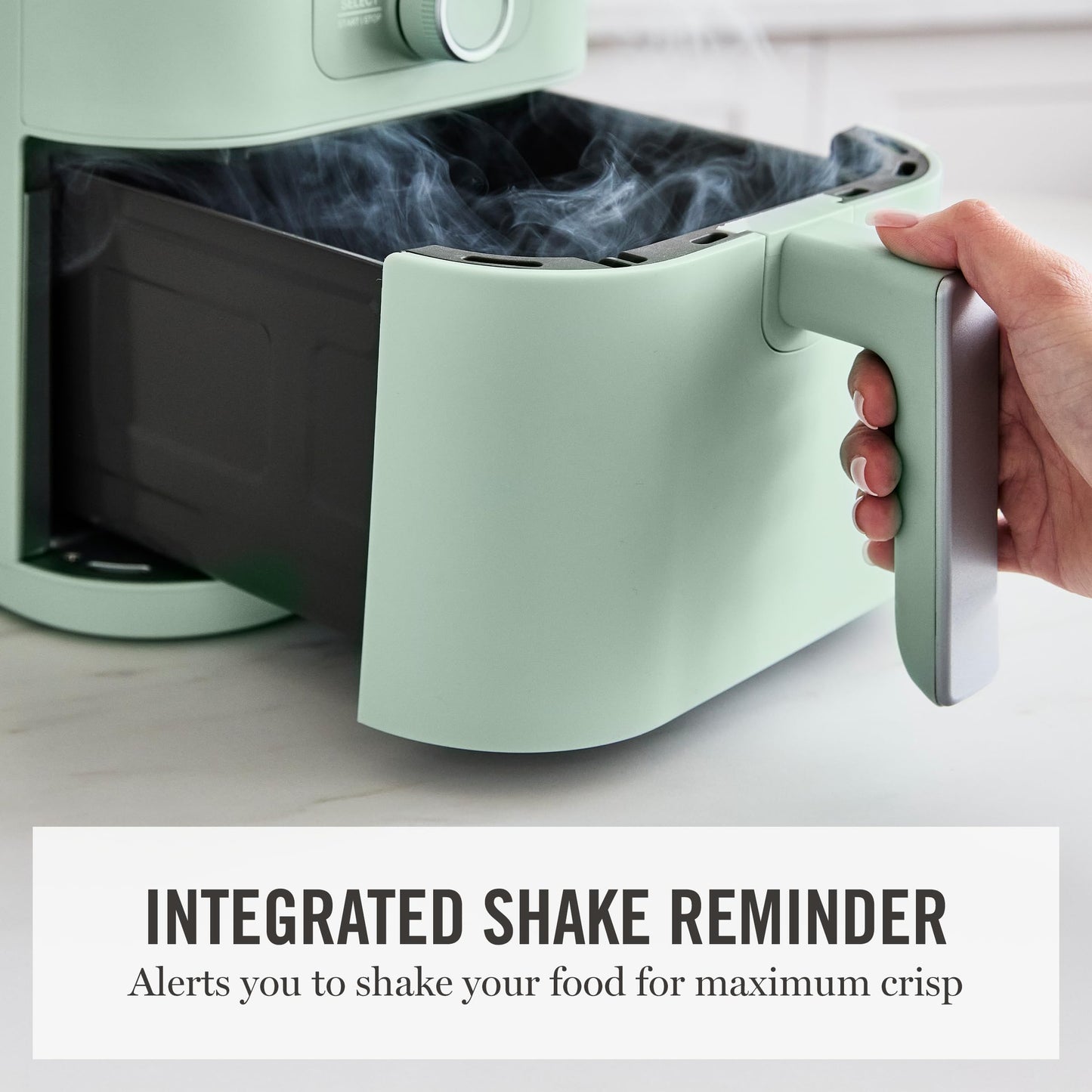 Martha Stewart 6QT Air Fryer, 6-in-1, Bake, Broil, Roast, Air Fry, Dehydrate, Reheat, Ceramic Non-Stick Basket, Crispy Results Fast, 400°F Max Temp, Shake Reminder, Auto Shut-Off, Honeydew Green