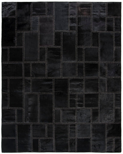 SAFAVIEH Studio Leather Collection Area Rug - 9' x 12', Black, Handmade Mid-Century Modern, Ideal for High Traffic Areas in Living Room, Bedroom (STL174Z)