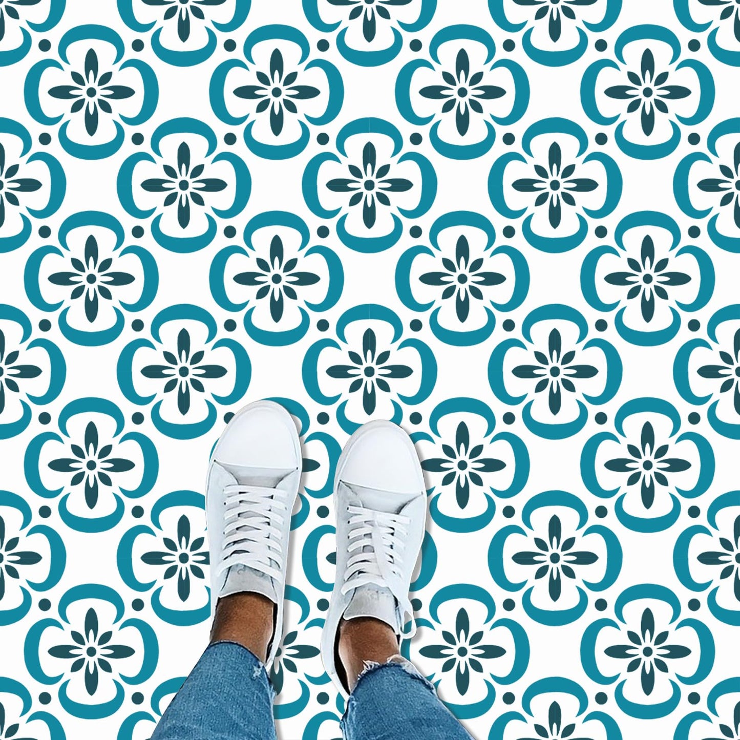 9PCS Large Floor Tile Stencils 12"x12" Reusable Wall Templates for Painting on Floors, Tile, Concrete Patio, Wall, Furniture, Canvas, Mexican Talavera Stencils Set
