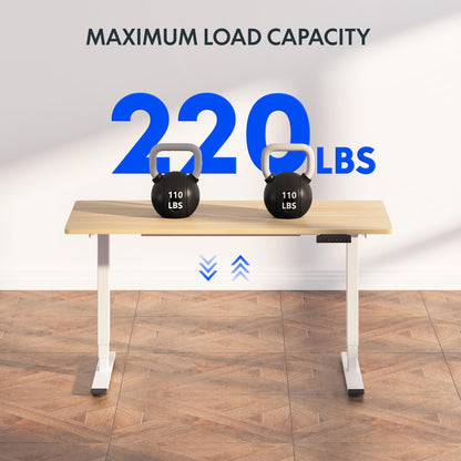 FLEXISPOT E6 3-Stage Dual Motor Electric Standing Desk 55 x 28 Sit Stand Up Desk, Holds 220 lbs, Adjustable Height w/Memory Presets, One-Piece Maple Desktop & White Frame, Ships in 2 Boxes
