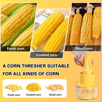 AACGIN Corn Cob Stripper, Corn Peeler for Corn on the Cob, Quick Corn Cutter Tool, Corn shucker off the Cob with Bowl & Safety Handle [Yellow]