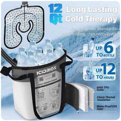 Cold Therapy Machine, Programmable Ice Machine for Knee After Surgery, Portable Knee Replacement Recovery System, Cryotherapy Pain Relief w/Compression Pad