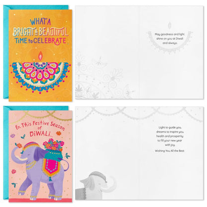 Hallmark Golden Thread Diwali Card Assortment (16 Cards with Envelopes)