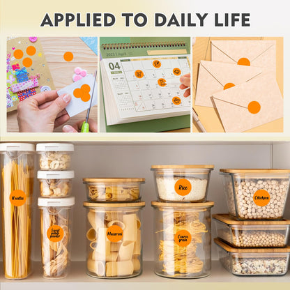 PARLAIM Color-Coded Dot Stickers 1 inch Permanent Adhesive Round Labels for Office Garage Sale Polka Circle Dot Label Sticker Orange 4 Rolls