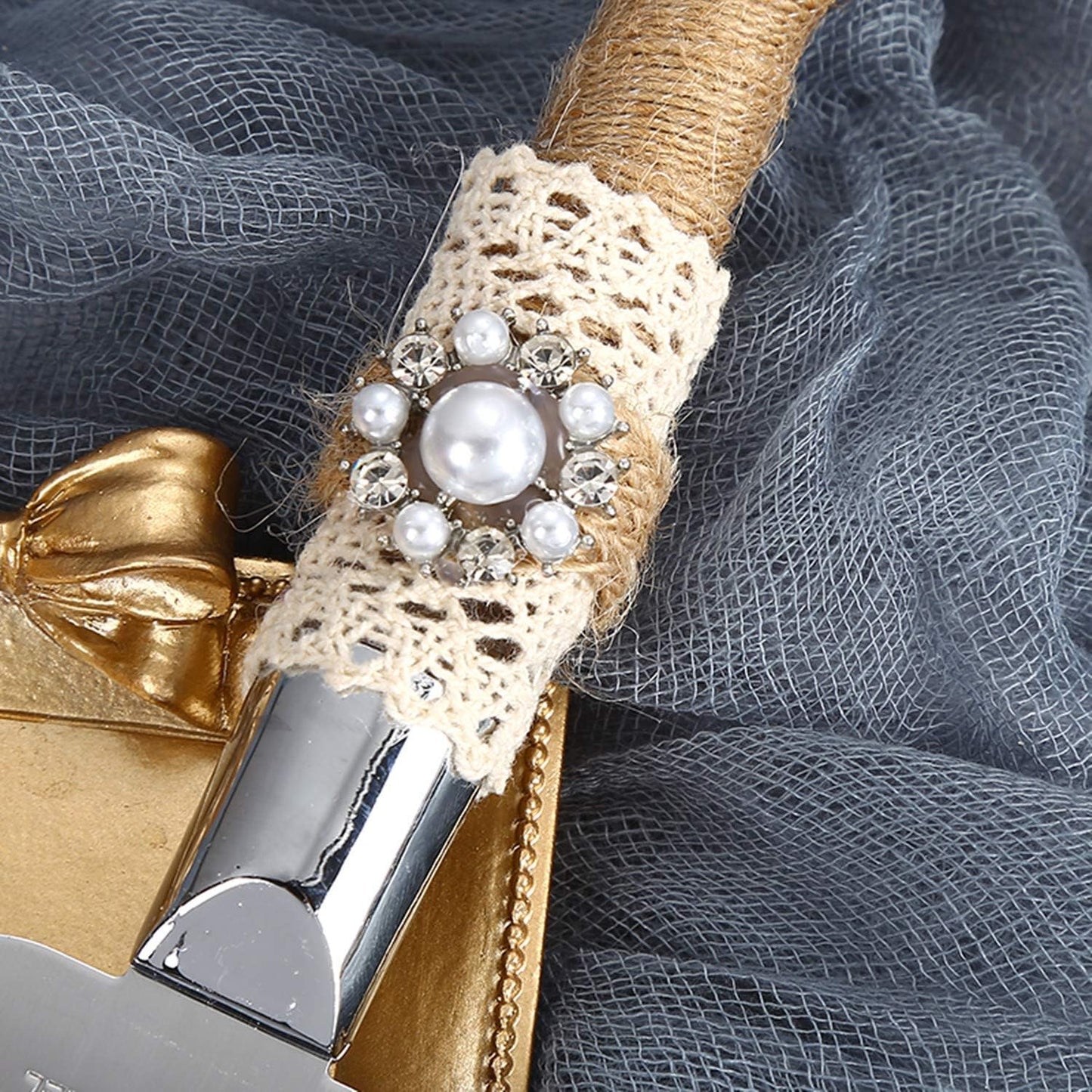 TANG SONG Rustic Wedding Cake Knife and Serving Set - Set of 2 for Parties, Weddings, Anniversaries