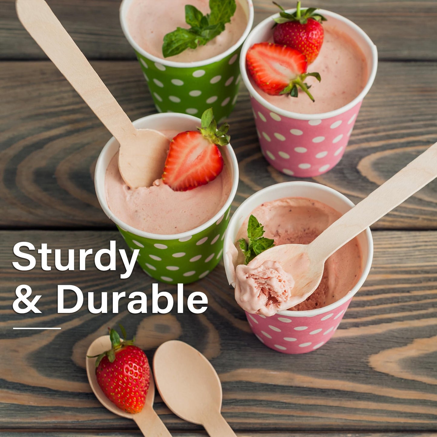 LotFancy Disposable Wooden Spoons, 250Pcs 6.25 inch Wood Cutlery Spoons, Biodegradable Compostable Eco-friendly Birchwood Sampling Tasting Spoons