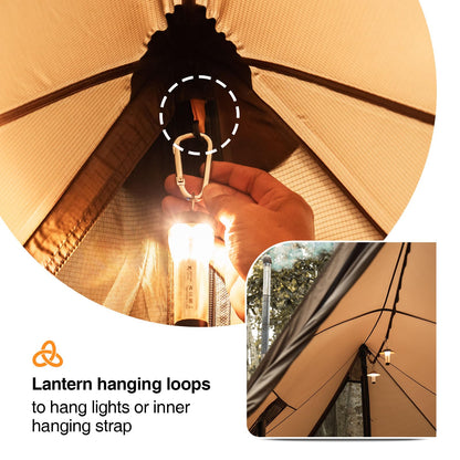 OneTigris ASH Canopy Hammock Hot Tent, Spacious Waterproof Windproof 4 Season Tent with Poles for Camping, Hiking, Bushcrafting, Survivalist, Car Trips (Coyote Brown)