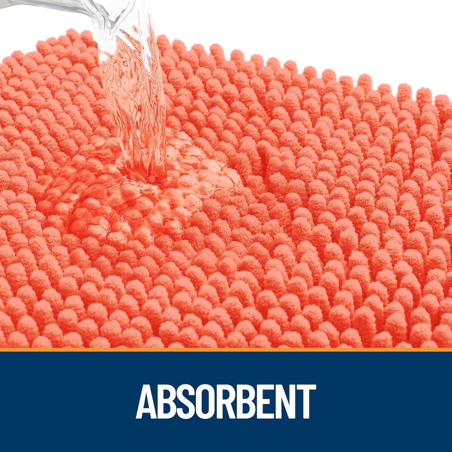 OLANLY Dog Door Mat - Absorbent Non-Slip Washable Chenille Mat for Muddy Paws | 40x24 Coral
